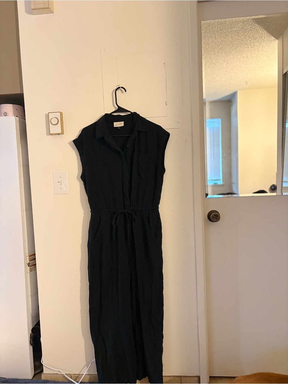 Universal Thread Black Sleeveless Utility Jumpsuit with Waist Tie